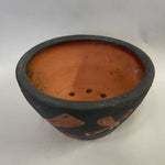 AT - Medium terracotta and black carved ceramic planter - Paradise Found Nursery