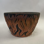 AU - Medium rakuware terracotta and black carved ceramic planter - Paradise Found Nursery