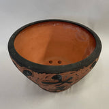 AX - Large terracotta and black carved ceramic planter - Paradise Found Nursery